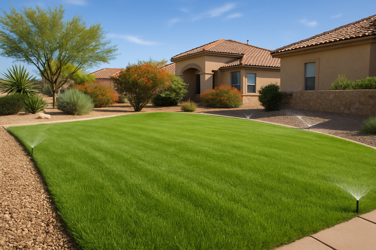 horizon-city-lawn-sprinkler-desert-summer Summer Watering Best Practices for Horizon City Lawns